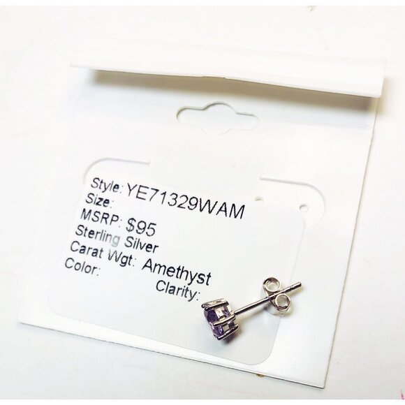 Savvy Cie Womens Purple Amethyst Sterling Silver Stud Post Back Earrings New - Picture 5 of 8